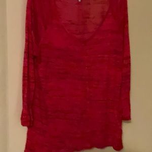 Calvin Klein jean log sleeve sheer top